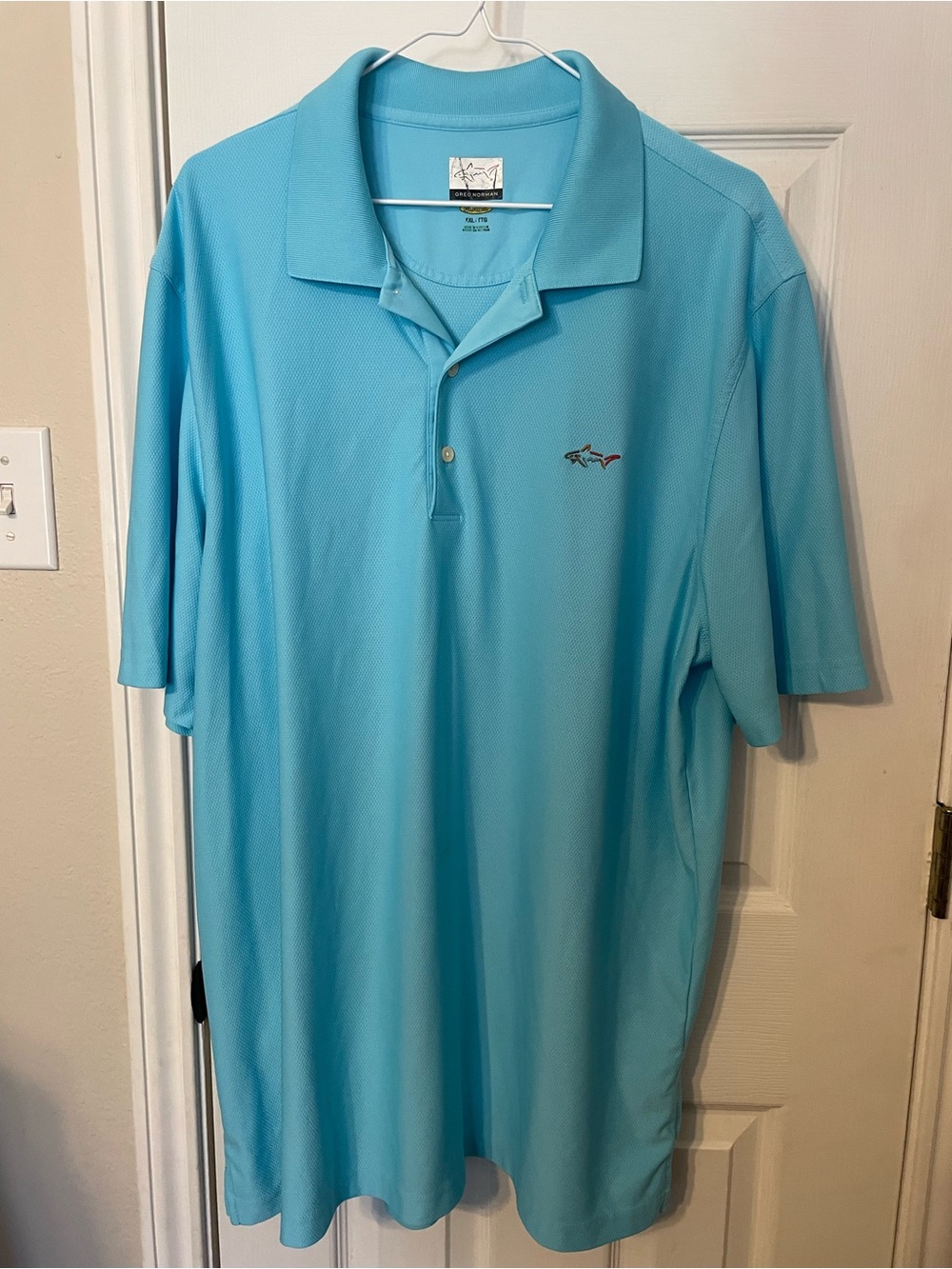 Greg Norman Collection Light Aqua Blue Short-Sleeve Polo